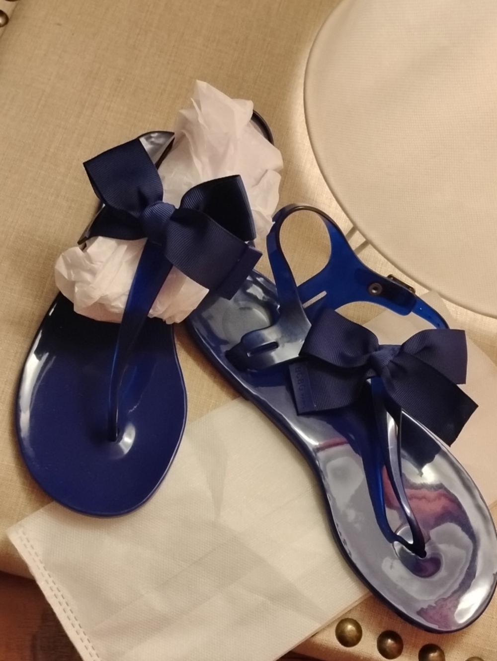 BCBG Paris Sandals. Bright Royal Blue. Bow on top. Size 8.